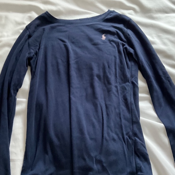 Polo by Ralph Lauren Girl’s Navy Cotton Jersey Long-Sleeve Tee - Picture 4 of 6